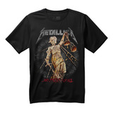 Camiseta Preta Metallica Estatua And Justice For All Rock