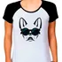 Camiseta Raglan Buldog Francês Cachorro Pet Dog Branca Fem13