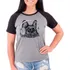 Camiseta Raglan Buldog Francês Pet Dog Cinza Preto Fem02