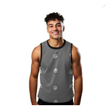 Camiseta Regata Estilo Verão Globo Mundo Black Gray 1283