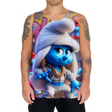 Camiseta Regata Smufs Desenho