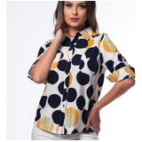 Camiseta Social Feminina Estampada