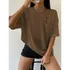 Camiseta T-shirt Feminina Detalhe Frontal Oversized Algodão