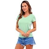 Camiseta T-shirt Feminina Gola V Em Viscose Dry (g, Verde Chá)