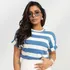 Camiseta Tshirt Básica Feminina Listrada Verão Casual Lisa