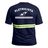 Camiseta Uniforme Eletricista Manga Curta Faixa Refletiva Pv
