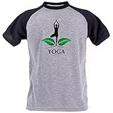 Camiseta Yoga Professor Instrutor Uniforme Profissional Cor Preto Com Cinza Tamanho P