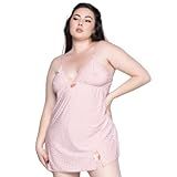 Camisola Plus Size Bella Fiore Estampada Feminina Liganete Com Laço Roupa De Dormir Tamanho:50;cor:rosa