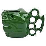 Caneca 3d De Porcelana Formato Mão Soco Inglês Verde 350ml
