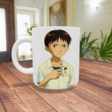 Caneca Anime Evangelion Meme Café Shinji Ikari De Cerâmica