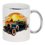Caneca Branca Borda Prata