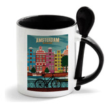 Caneca Branca Colher Preta