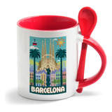 Caneca Branca Colher Vermelha