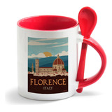 Caneca Branca Colher Vermelha