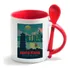 Caneca Branca Colher Vermelha Vintage Cartaz Hong Kong