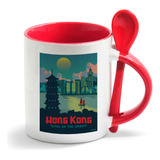 Caneca Branca Colher Vermelha