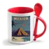 Caneca Branca Colher Vermelha Vintage Cartaz Mexico