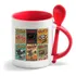 Caneca Branca Colher Vermelha Vintage Cartaz Retro