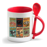Caneca Branca Colher Vermelha