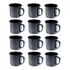 Caneca Esmaltada Retro 350ml Vintage Jogo 24 Unidades Cor Preto