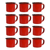 Caneca Esmaltada Retro Antiga Vermelha 150ml - 24 Unidades