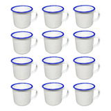Caneca Esmaltada Retro Branca