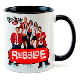 Caneca Inteior Preto Rebelde Integrantes Rbd Foto Logo