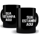 Caneca Preta Personalizada Com Sua Arte Logo Estampa Foto