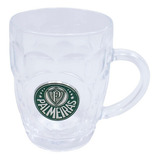 Caneca Vidro Brasão Metal 400ml   Palmeiras