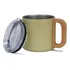 Caneca Vietnã Térmica Inox Com Tampa E Cabo De Madeira 350ml Cor Amarelo Liso