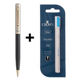 Caneta Crown Capricci Esferográfica Yw12601 y Preto prata Cor Da Tinta Azul Cor Do Exterior Preto prata