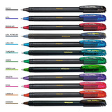 Caneta Em Gel Pentel Energel Makkuro 0.7mm Kit C/ 12 Cores Tinta Multicor Exterior Preto