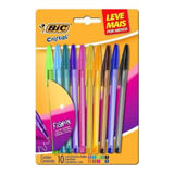 Caneta Esferográfica Bic Fashion Cristal Colorida 10 Cores
