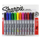 Caneta Sharpie Marcador Permanente Pincel Brush Tip 12 Cores