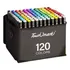 Canetas Permanentes 120 Cores Vibrantes Ponta Dupla C/ Bolsa Conjunto Canetinhas Touch Cores Vibrantes Profissional Escolar Colorir