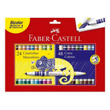 Canetinha Hidrográfica Faber Castell Bicolor   48 Cores