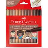 Canetinha Vai E Vem Tons De Pele Faber Castell Com 12 Cores