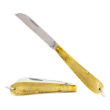 Canivete Escama De Peixe Corneta 925 Dourado Inox