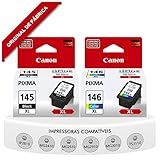 Canon Cartucho Combo Pg-145xl Preto / Cl-146xl Pixma Pixma Ip2810 Mg2410 Mg2510 Mg2910 Mg3010 Ts3110 Set Cartucho (1 Black & 1 Color) Em Embalagens De Varejo