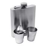 Cantil De Bolso Inox 210ml C/ 2 Copos E Funil Porta Bebidas Cor Prata Liso