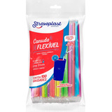 Canudo Colorido Flexivel Strawplast