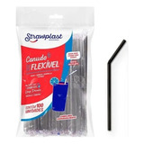 Canudo Preto Strawplast Flexivel