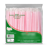 Canudo Sache Reto Milk shake Batidas Sucos 8 0x205mm 200uni  Cor Branco