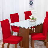 Capa Cadeira 4 Lugares Jantar Malha E Elástico Resistente Cor Vermelho
