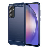 Capa Capinha Fibra De Carbono Danet Para Samsung Galaxy A55 Case Anti Impacto - Azul