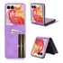 Capa Case Couro Porta Cartão Para Motorola Razr 50 Lilás