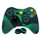 Capa Case Silicone Protetora Controle Xbox 360 Cor Preto verde