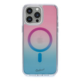 Capa Customic Para iPhone 14 Pro Max Imp Clear Ms Rosa+azul