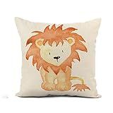 Capa De Almofada De Linho Awowee Laranja Bebê Leão Animal Aquarela Desenho Berçário Safari Grande 45 X 45 Cm Fronha Decoração De Casa Capa De Almofada De Algodão Quadrada De Linho Capa De Almofada