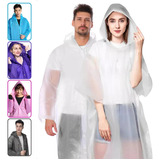 Capa De Chuva Transparente Com Capuz Pvc Reforçada Grossa